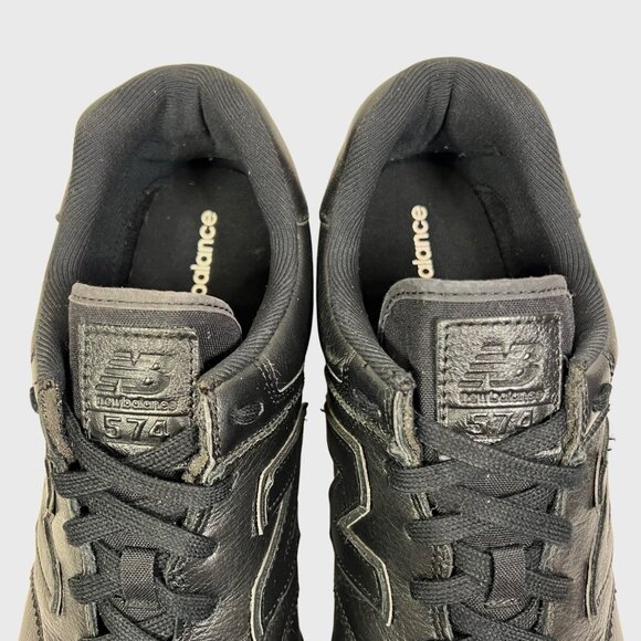 New Balance Classic 574 Mens Black White Sneakers sz 15 Wide 2E Premium Leather main image 9
